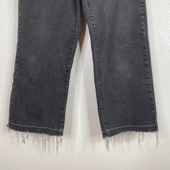 Levi's Mile High Wide Leg jeans frayed hem crop Black 29 - Picture 6 of 9